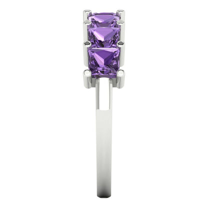 1.75 cttw Simulated Alexandrite Princess Cut White Gold Eternity Wedding Band