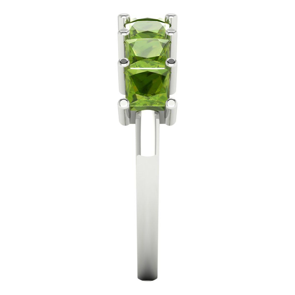 1.75 cttw Natural Peridot Princess Cut White Gold Eternity Wedding Band