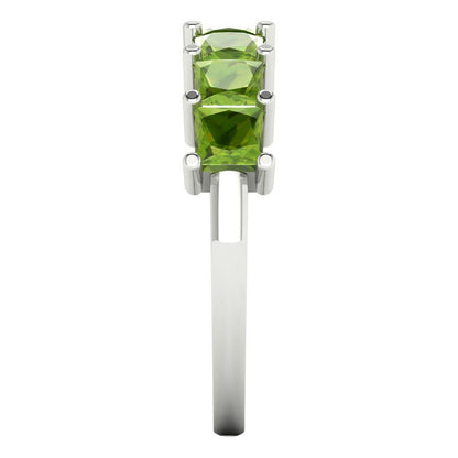 1.75 cttw Natural Peridot Princess Cut White Gold Eternity Wedding Band