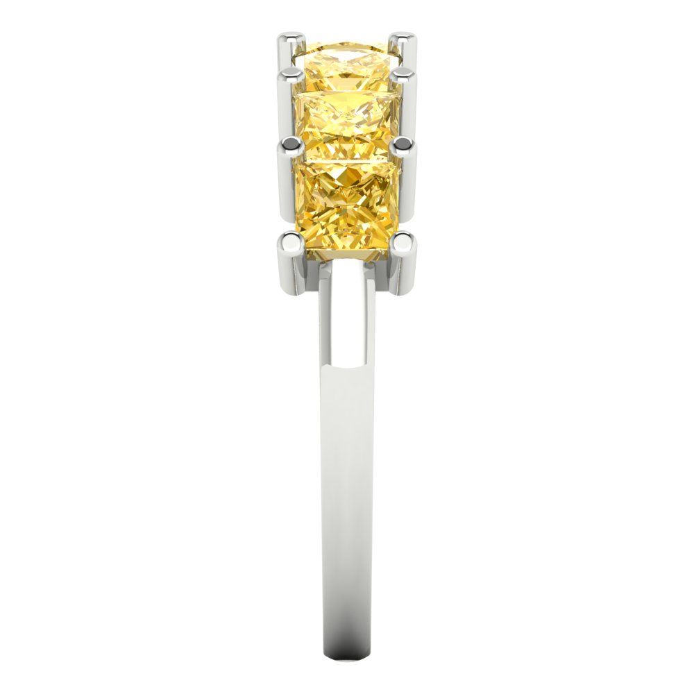 1.75 cttw Natural Citrine Princess Cut White Gold Eternity Wedding Band