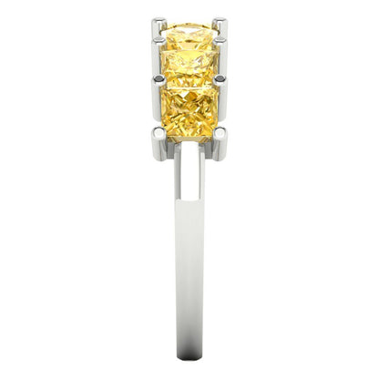 1.75 cttw Natural Citrine Princess Cut White Gold Eternity Wedding Band