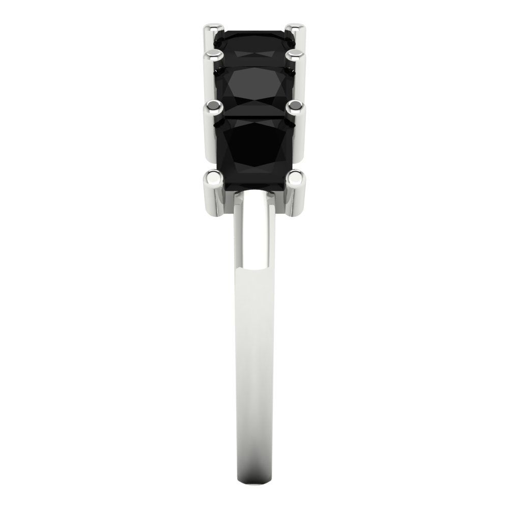 1.75 cttw Natural Onyx Princess Cut White Gold Eternity Wedding Band