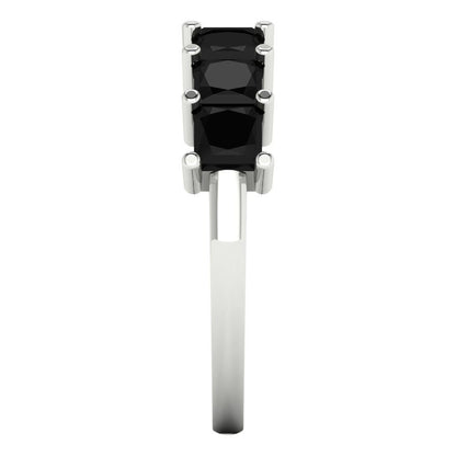 1.75 cttw Natural Onyx Princess Cut White Gold Eternity Wedding Band