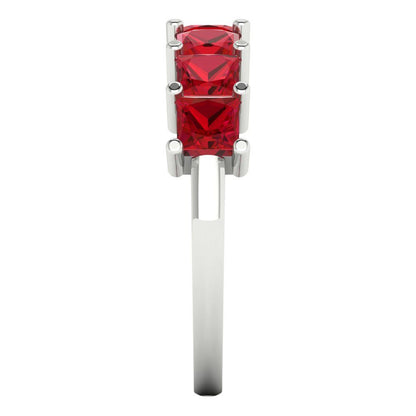 1.75 cttw Simulated Pink Tourmaline Princess Cut White Gold Eternity Wedding Band
