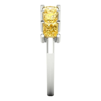 1.75 cttw Simulated Yellow Diamond Princess Cut White Gold Eternity Wedding Band