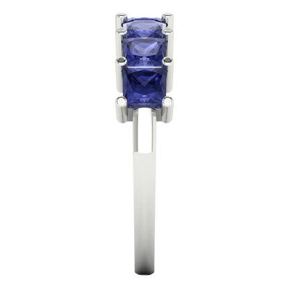 1.75 cttw Simulated Tanzanite Princess Cut White Gold Eternity Wedding Band
