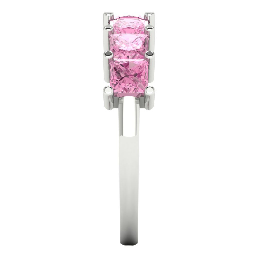 1.75 cttw Simulated Pink Diamond Princess Cut White Gold Eternity Wedding Band