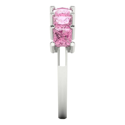 1.75 cttw Simulated Pink Diamond Princess Cut White Gold Eternity Wedding Band