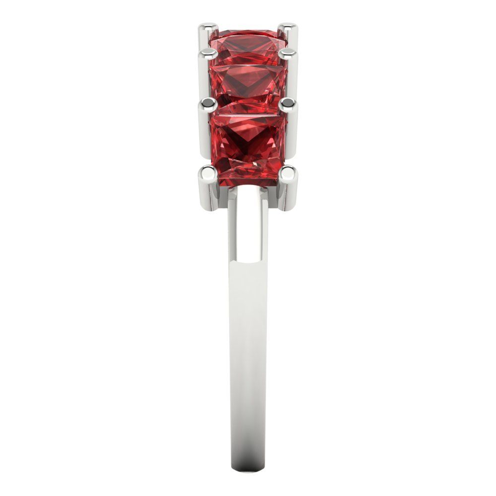 1.75 cttw Natural Garnet Princess Cut White Gold Eternity Wedding Band