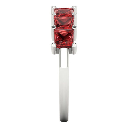 1.75 cttw Natural Garnet Princess Cut White Gold Eternity Wedding Band
