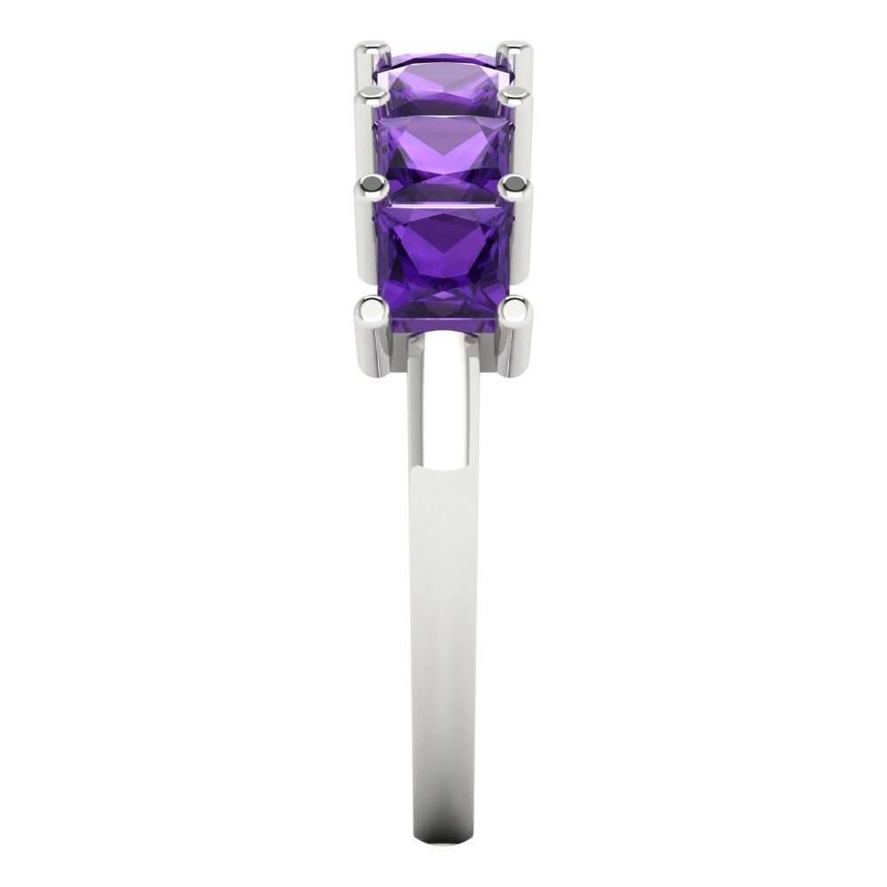 1.75 cttw Natural Amethyst Princess Cut White Gold Eternity Wedding Band