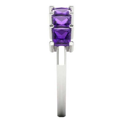1.75 cttw Natural Amethyst Princess Cut White Gold Eternity Wedding Band