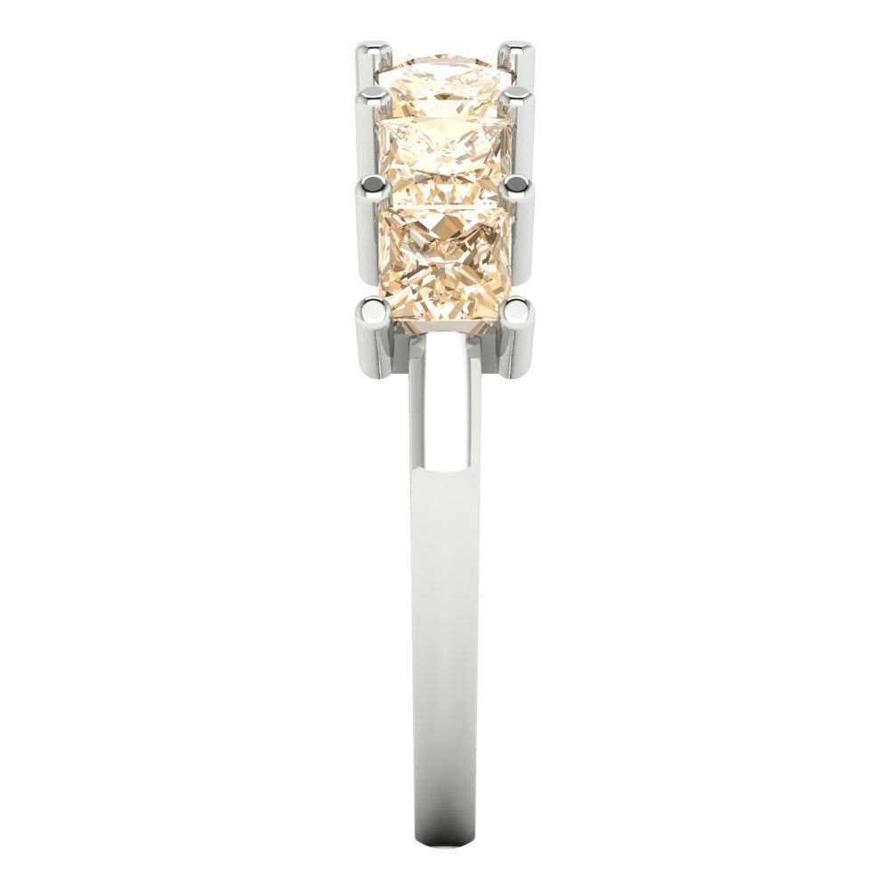 1.75 cttw Natural Morganite Princess Cut White Gold Eternity Wedding Band