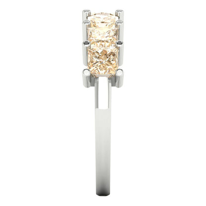 1.75 cttw Natural Morganite Princess Cut White Gold Eternity Wedding Band