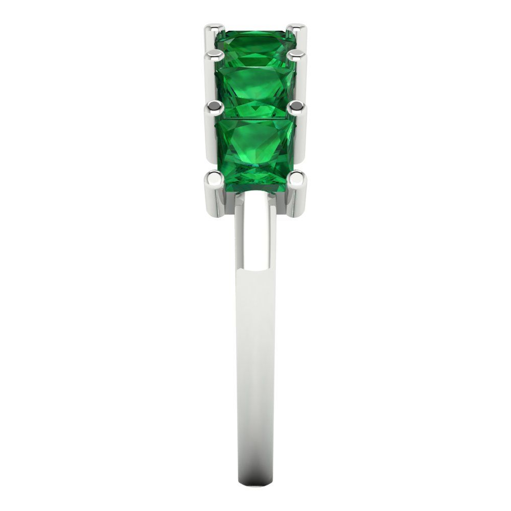 1.75 cttw Simulated Emerald Princess Cut White Gold Eternity Wedding Band
