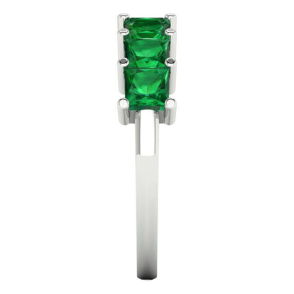 1.75 cttw Simulated Emerald Princess Cut White Gold Eternity Wedding Band