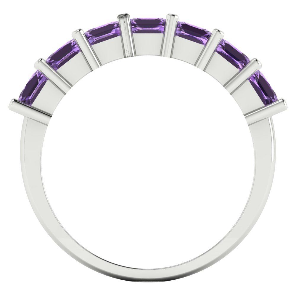 1.75 cttw Simulated Alexandrite Princess Cut White Gold Eternity Wedding Band