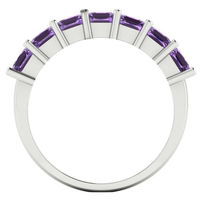 1.75 cttw Simulated Alexandrite Princess Cut White Gold Eternity Wedding Band