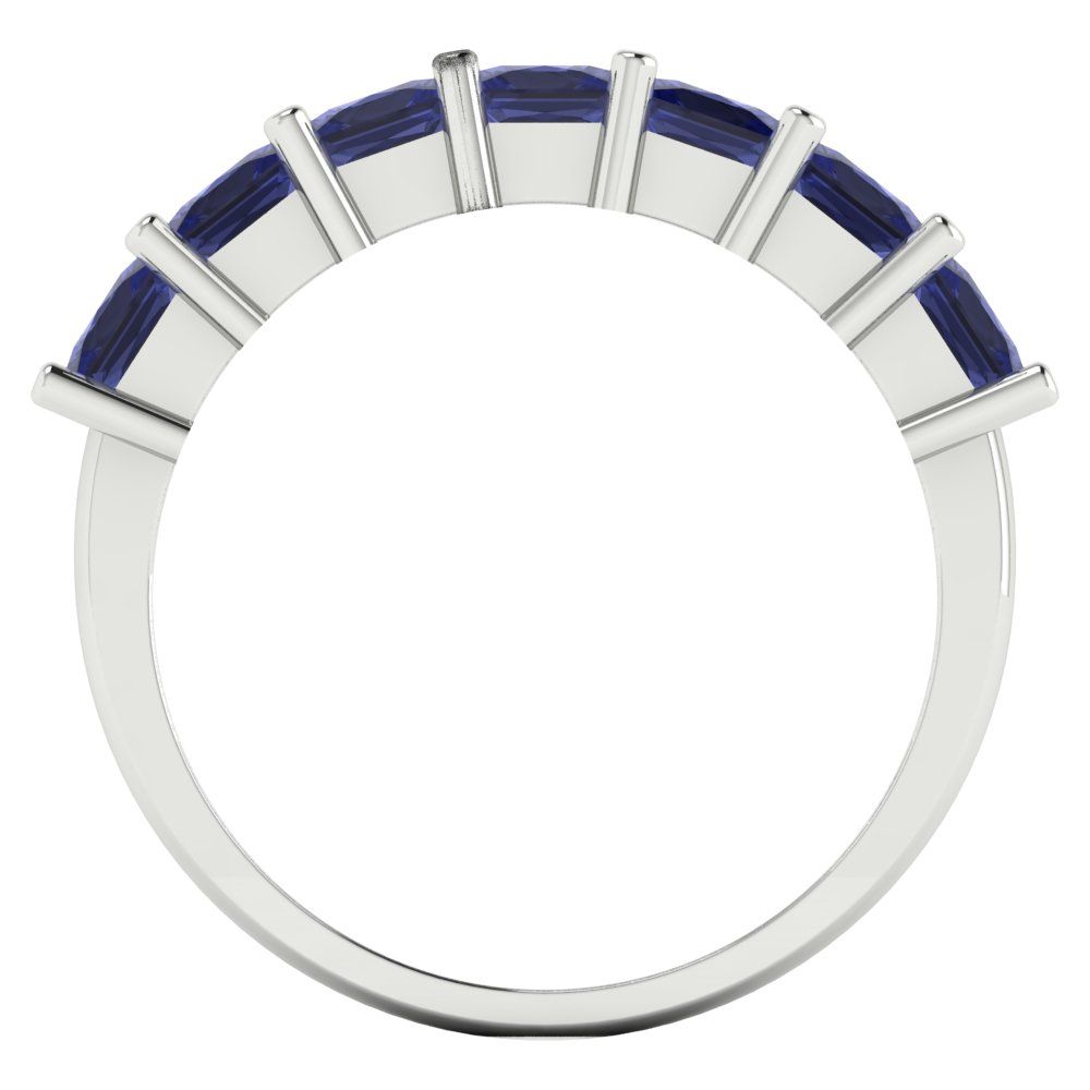 1.75 cttw Simulated Tanzanite Princess Cut White Gold Eternity Wedding Band