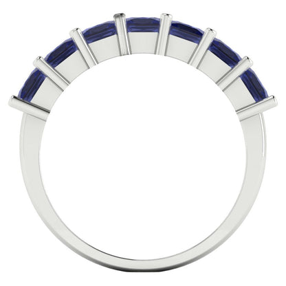 1.75 cttw Simulated Tanzanite Princess Cut White Gold Eternity Wedding Band