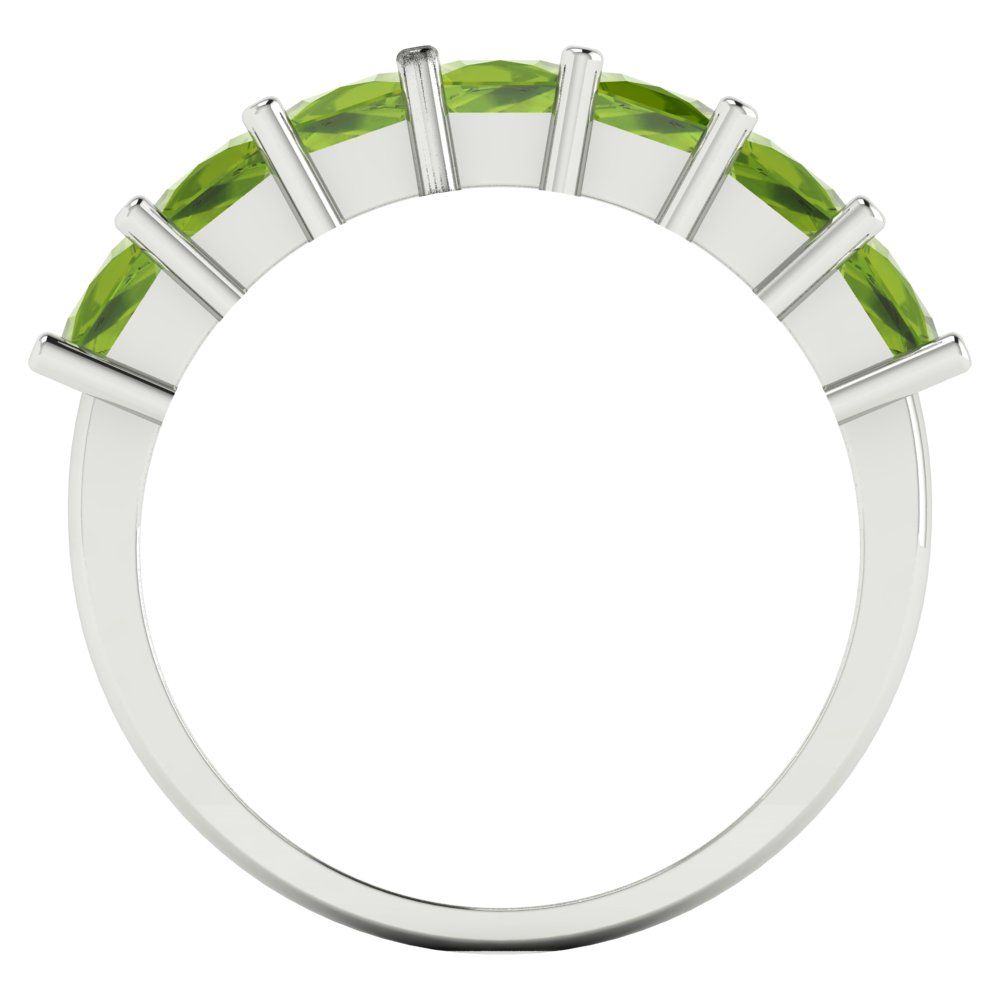 1.75 cttw Natural Peridot Princess Cut White Gold Eternity Wedding Band