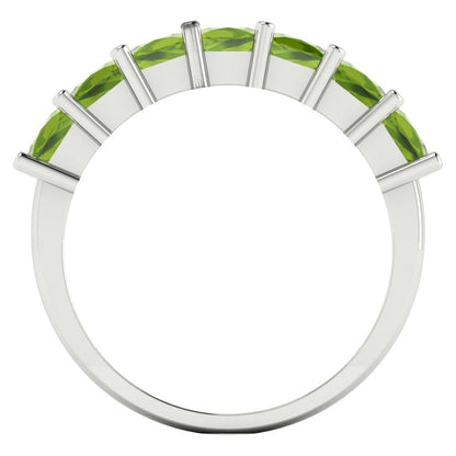 1.75 cttw Natural Peridot Princess Cut White Gold Eternity Wedding Band