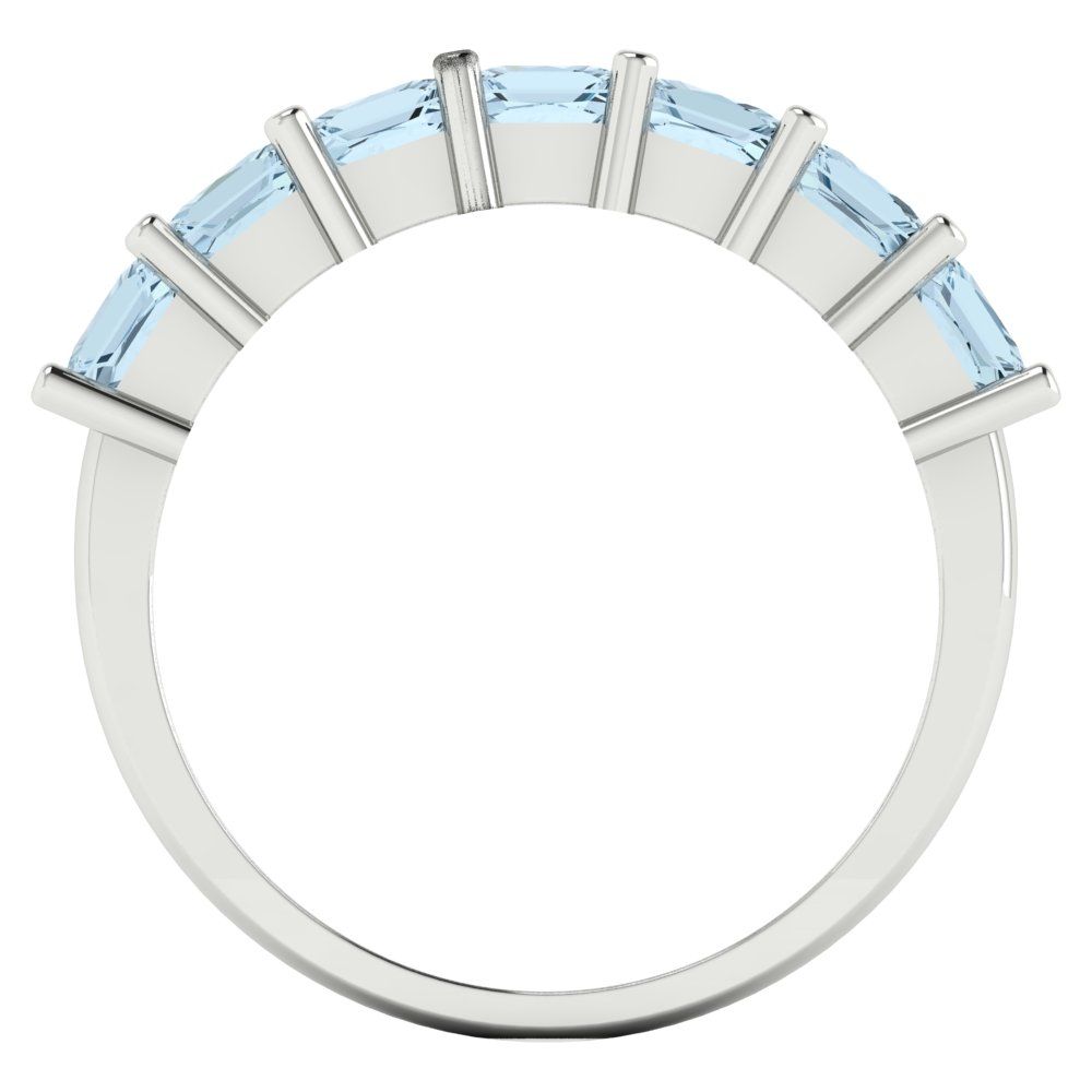 1.75 cttw Natural Sky Blue Topaz Princess Cut White Gold Eternity Wedding Band