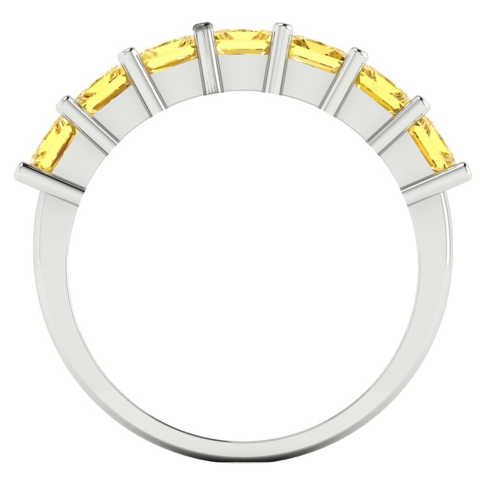 1.75 cttw Simulated Yellow Diamond Princess Cut White Gold Eternity Wedding Band