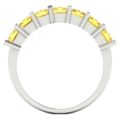 1.75 cttw Simulated Yellow Diamond Princess Cut White Gold Eternity Wedding Band