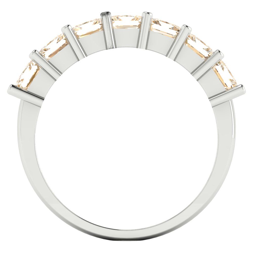 1.75 cttw Natural Morganite Princess Cut White Gold Eternity Wedding Band