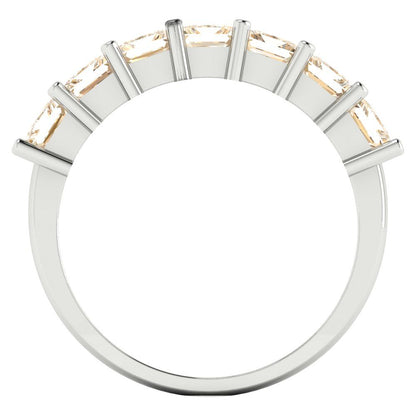 1.75 cttw Natural Morganite Princess Cut White Gold Eternity Wedding Band