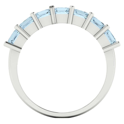 1.75 cttw Simulated Blue Diamond Princess Cut White Gold Eternity Wedding Band