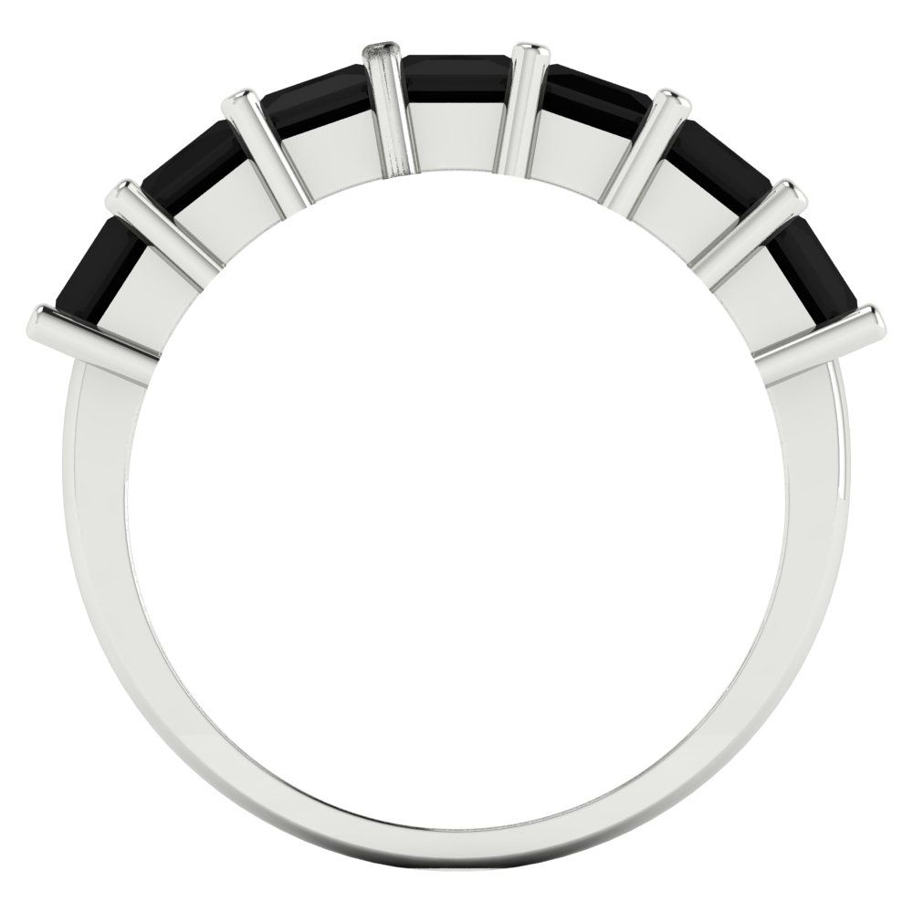 1.75 cttw Natural Onyx Princess Cut White Gold Eternity Wedding Band