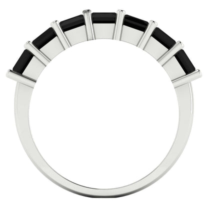 1.75 cttw Natural Onyx Princess Cut White Gold Eternity Wedding Band