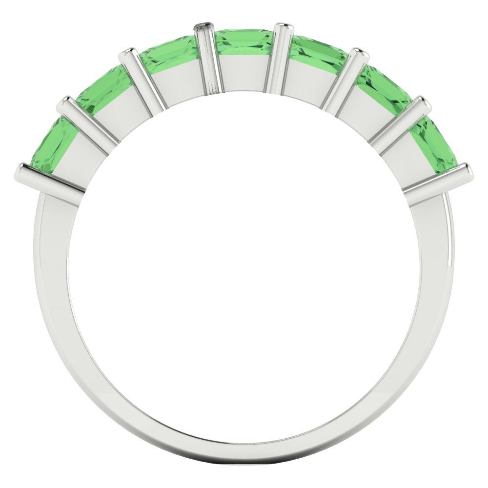 1.75 cttw Simulated Green Diamond Princess Cut White Gold Eternity Wedding Band