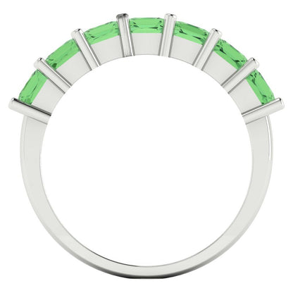 1.75 cttw Simulated Green Diamond Princess Cut White Gold Eternity Wedding Band