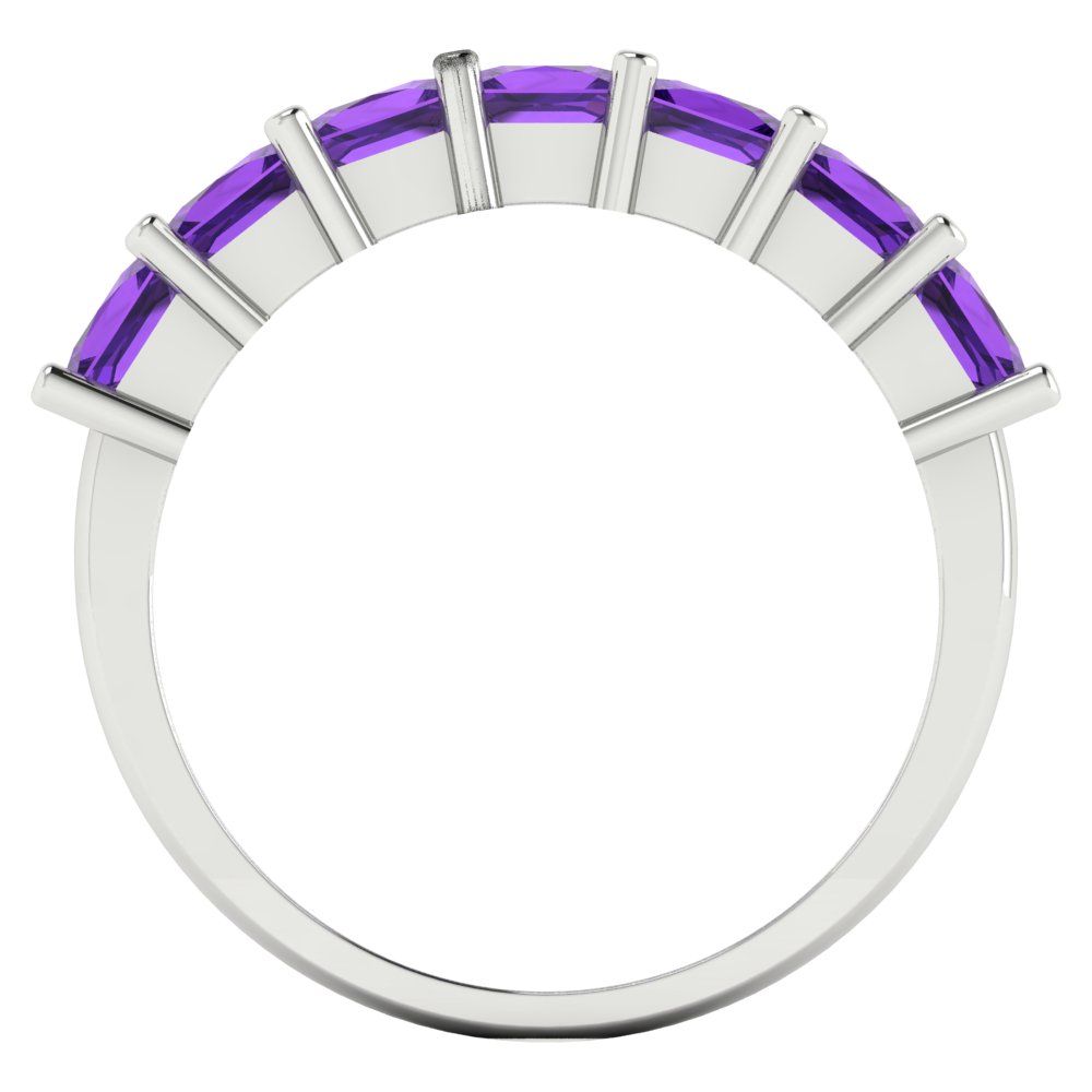 1.75 cttw Natural Amethyst Princess Cut White Gold Eternity Wedding Band
