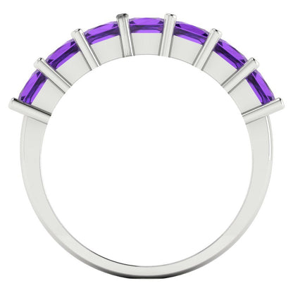 1.75 cttw Natural Amethyst Princess Cut White Gold Eternity Wedding Band