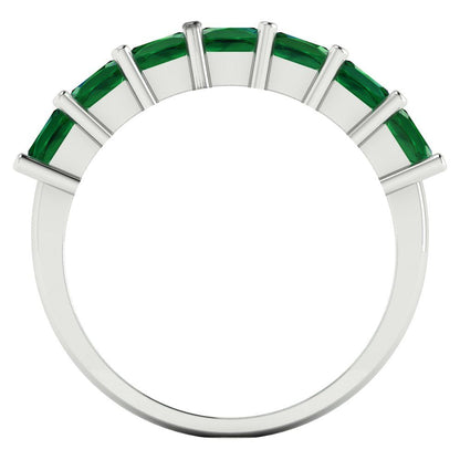 1.75 cttw Simulated Emerald Princess Cut White Gold Eternity Wedding Band