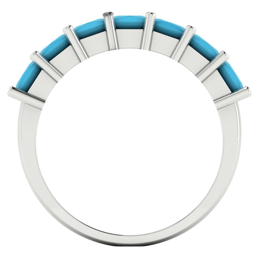 1.75 cttw Simulated Turquoise Princess Cut White Gold Eternity Wedding Band