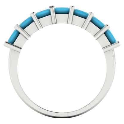 1.75 cttw Simulated Turquoise Princess Cut White Gold Eternity Wedding Band