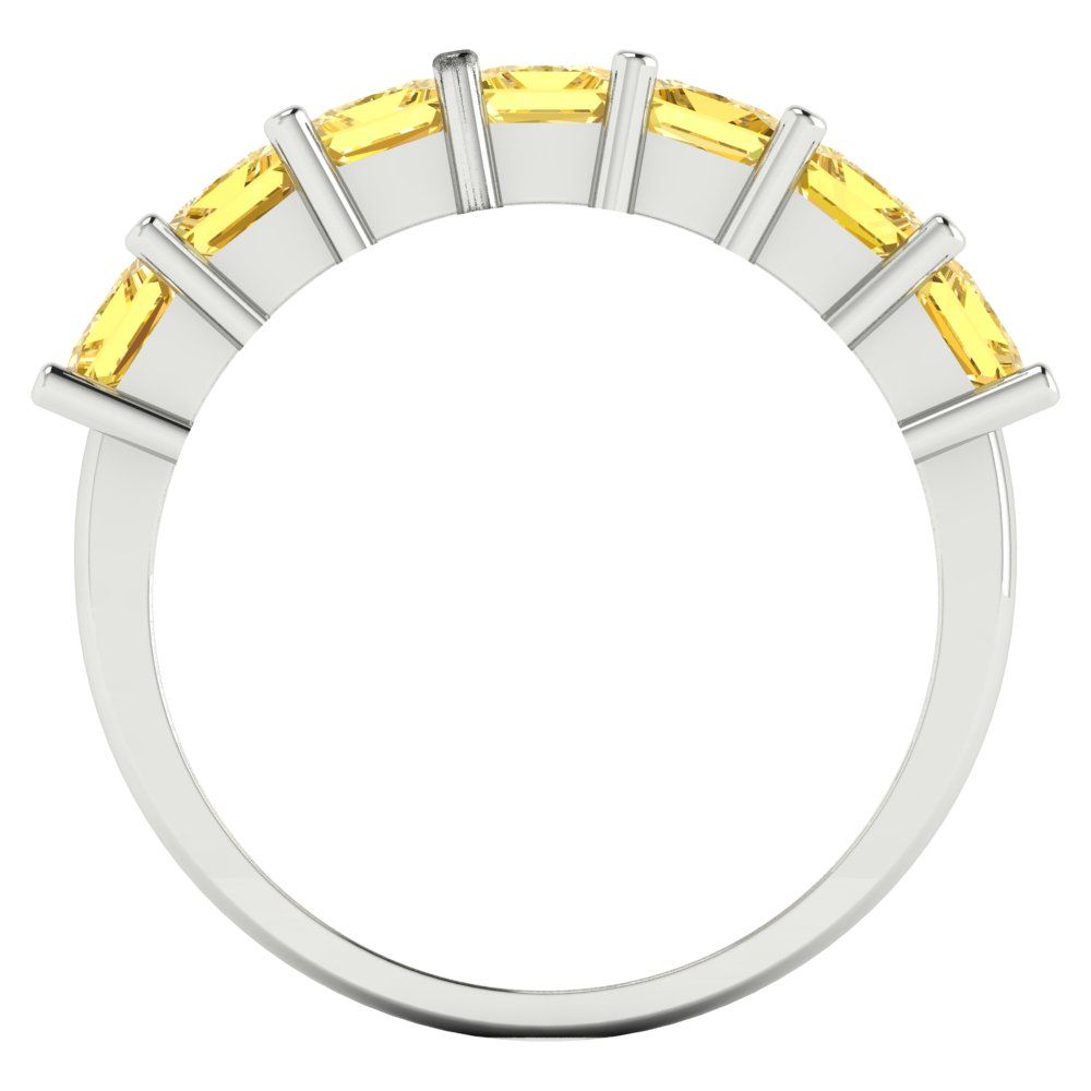 1.75 cttw Natural Citrine Princess Cut White Gold Eternity Wedding Band