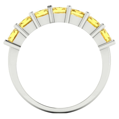 1.75 cttw Natural Citrine Princess Cut White Gold Eternity Wedding Band