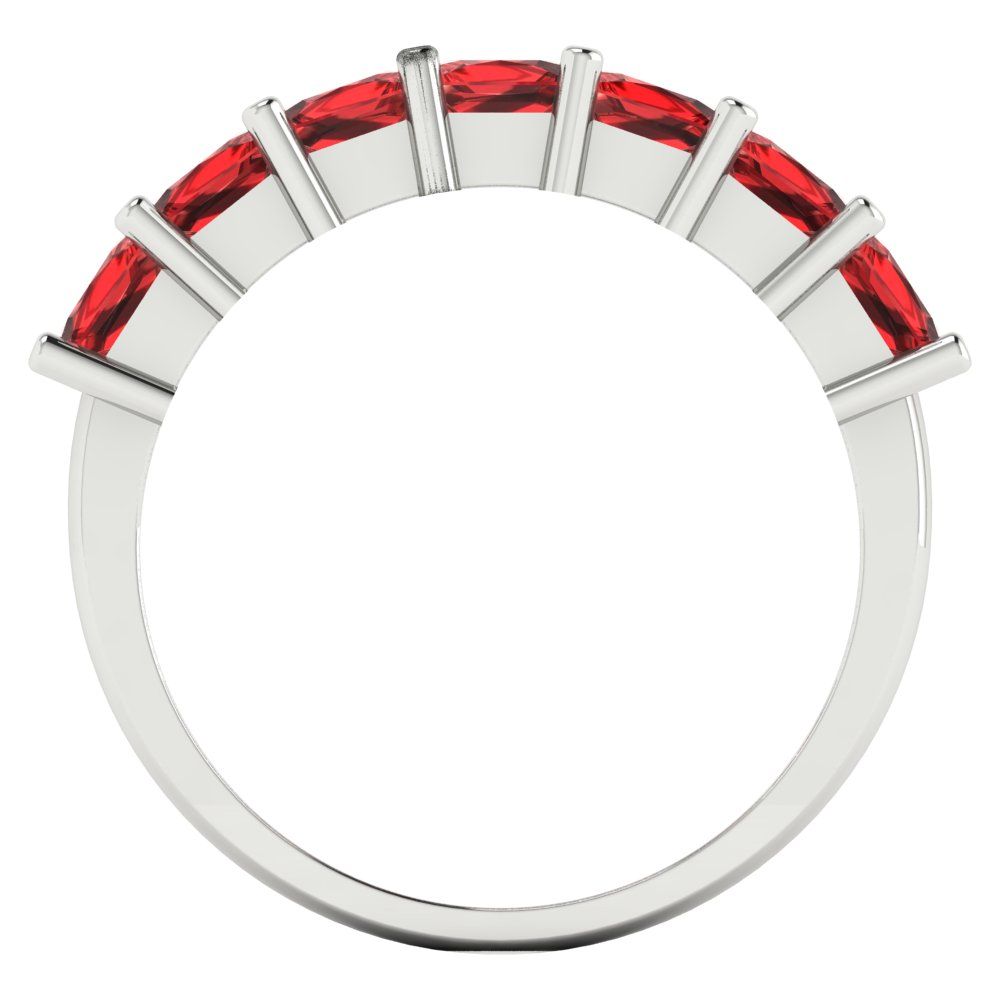 1.75 cttw Natural Garnet Princess Cut White Gold Eternity Wedding Band