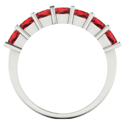 1.75 cttw Natural Garnet Princess Cut White Gold Eternity Wedding Band