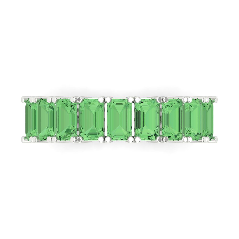 2.61 cttw Simulated Green Diamond Emerald Cut White Gold Eternity Wedding Band