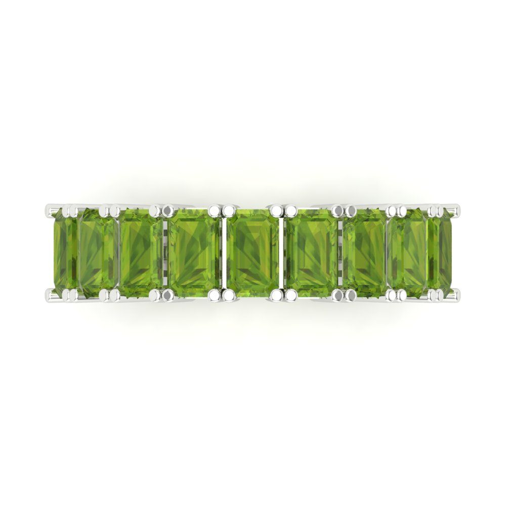 2.61 cttw Natural Peridot Emerald Cut White Gold Eternity Wedding Band