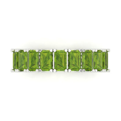 2.61 cttw Natural Peridot Emerald Cut White Gold Eternity Wedding Band