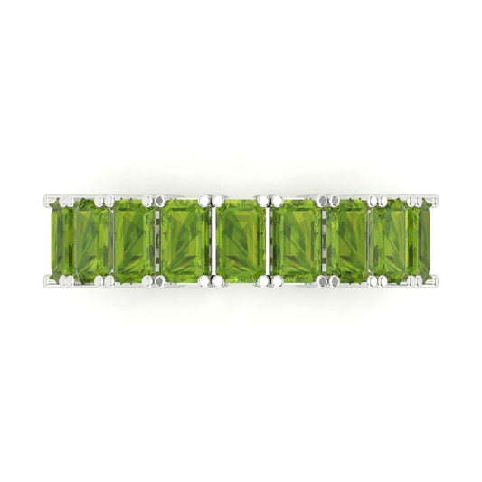 2.61 cttw Natural Peridot Emerald Cut White Gold Eternity Wedding Band