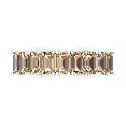 2.61 cttw Yellow Moissanite Emerald Cut White Gold Eternity Wedding Band